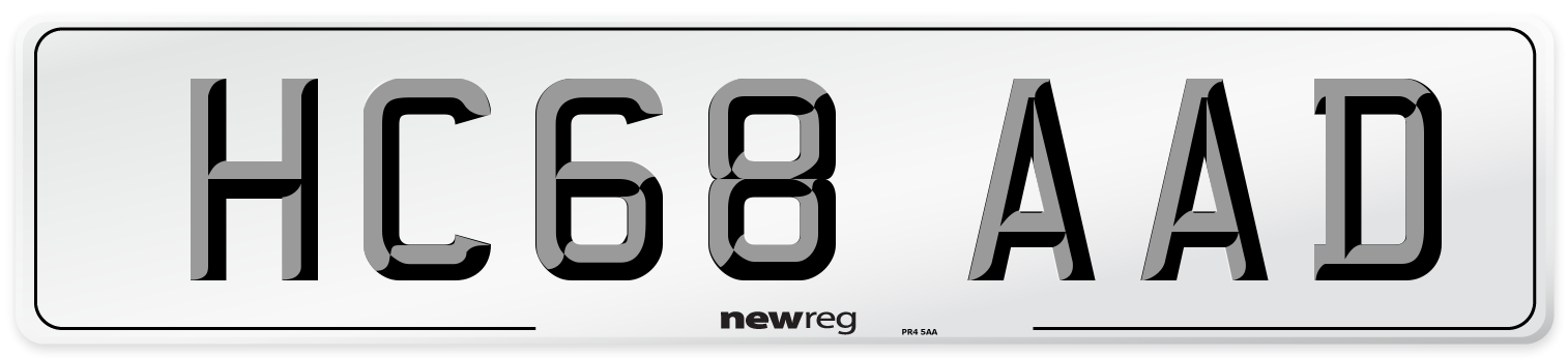 HC68 AAD Number Plate from New Reg